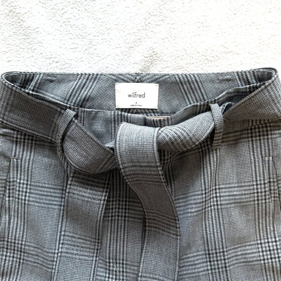 Aritzia Wilfred Tie Front Pants Grey Plaid - Picture 4 of 6